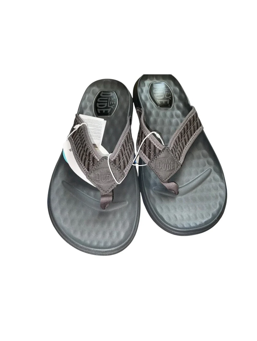 Hey Dude Mens Myers Flip Classic Black/Granite Grey sz 14 NWT